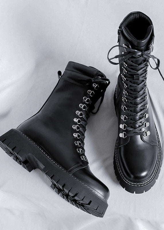 British High-Top Leather Combat Boots
