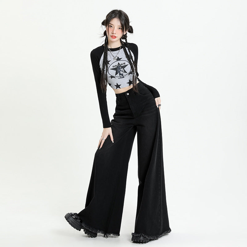 Vintage Grunge Washed Wide-Leg Jeans