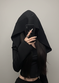 Shadow Veil Oversized Hooded Cropped Top