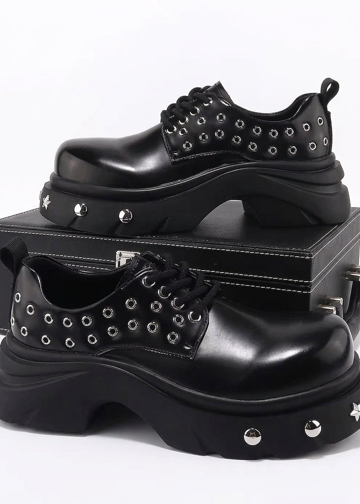 Punk Rivet Chunky Platform Derby Shoes