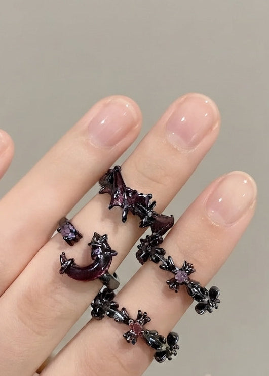 Gothic Winged Heart & Devil's Eye Adjustable Ring