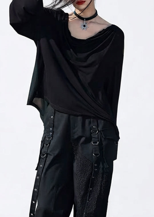 Snake Embroidered See-Through Knit Top