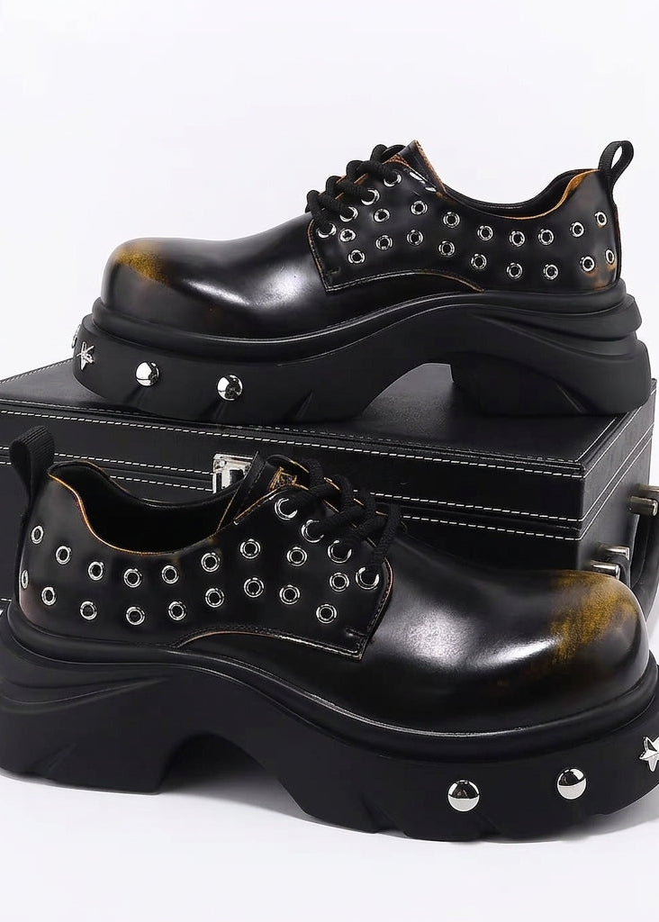 Punk Rivet Chunky Platform Derby Shoes