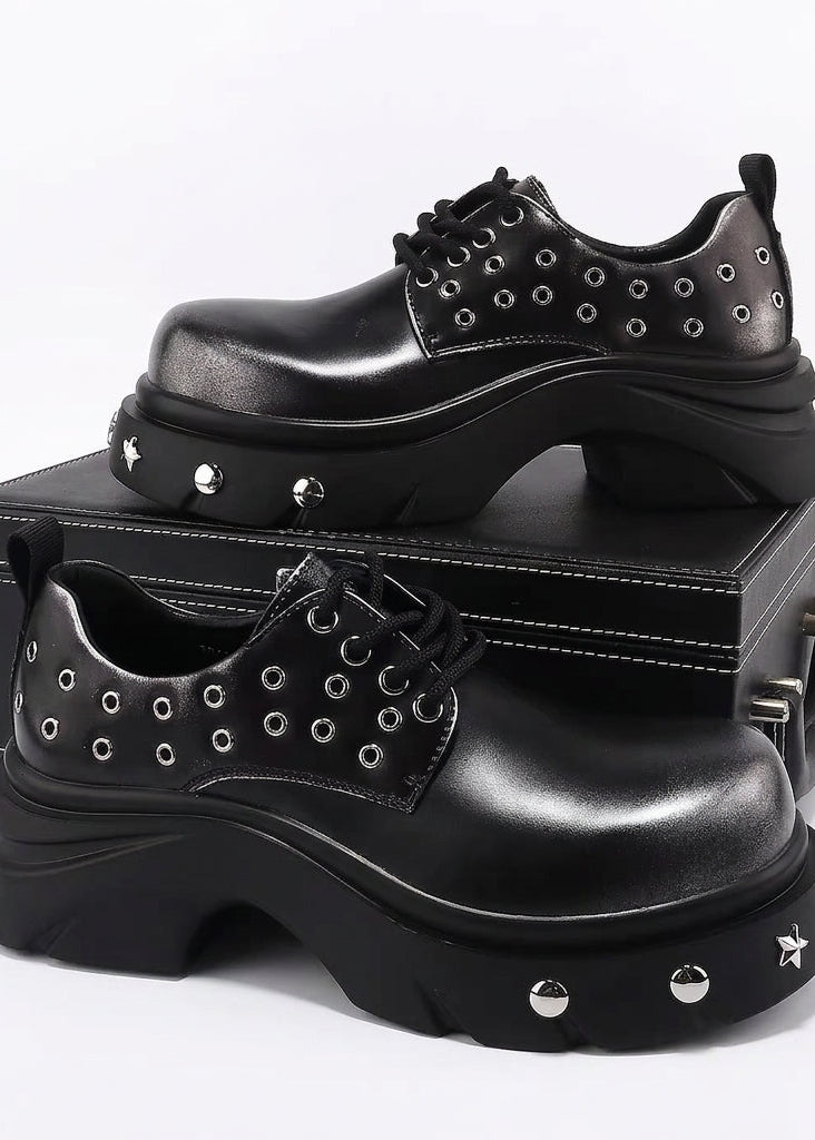 Punk Rivet Chunky Platform Derby Shoes