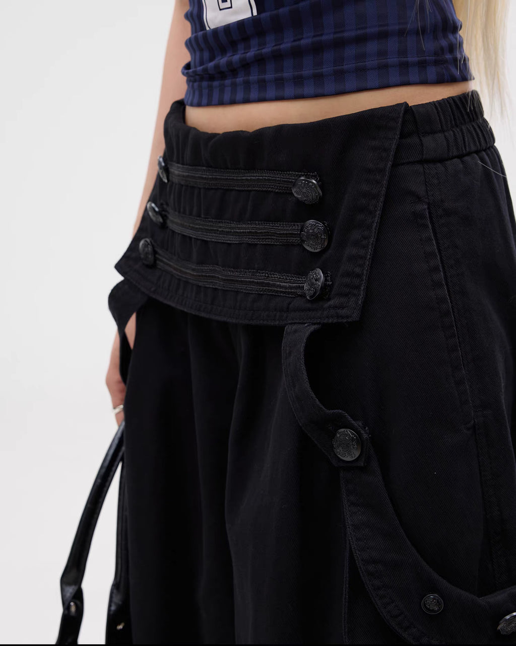 Punk Multi-Pocket Wide-Leg Cargo Capri Pants