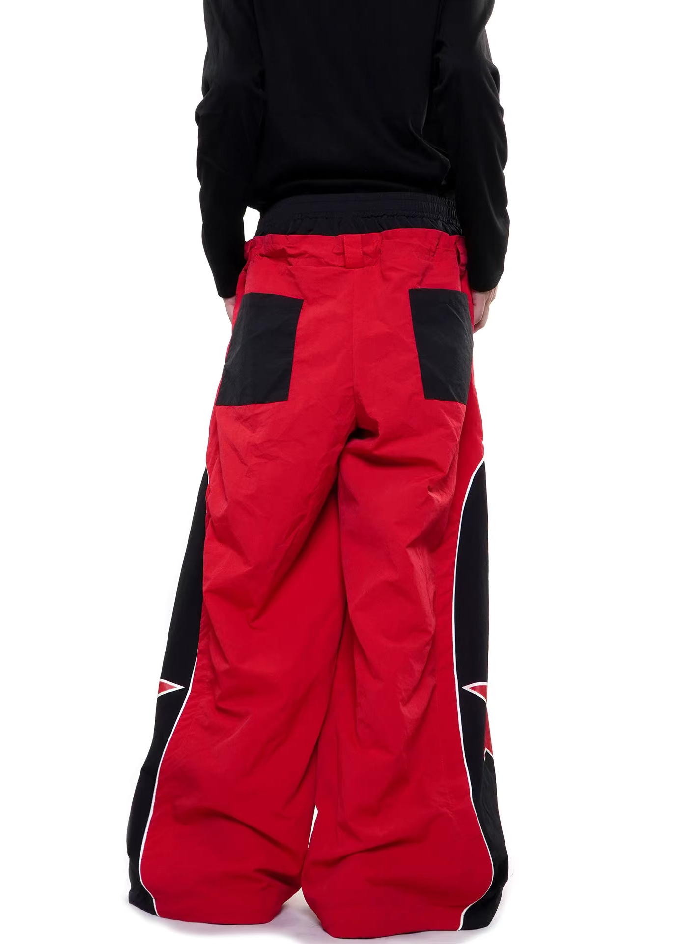 Y2K Star Patchwork Wide-Leg Parachute Cargo Pants