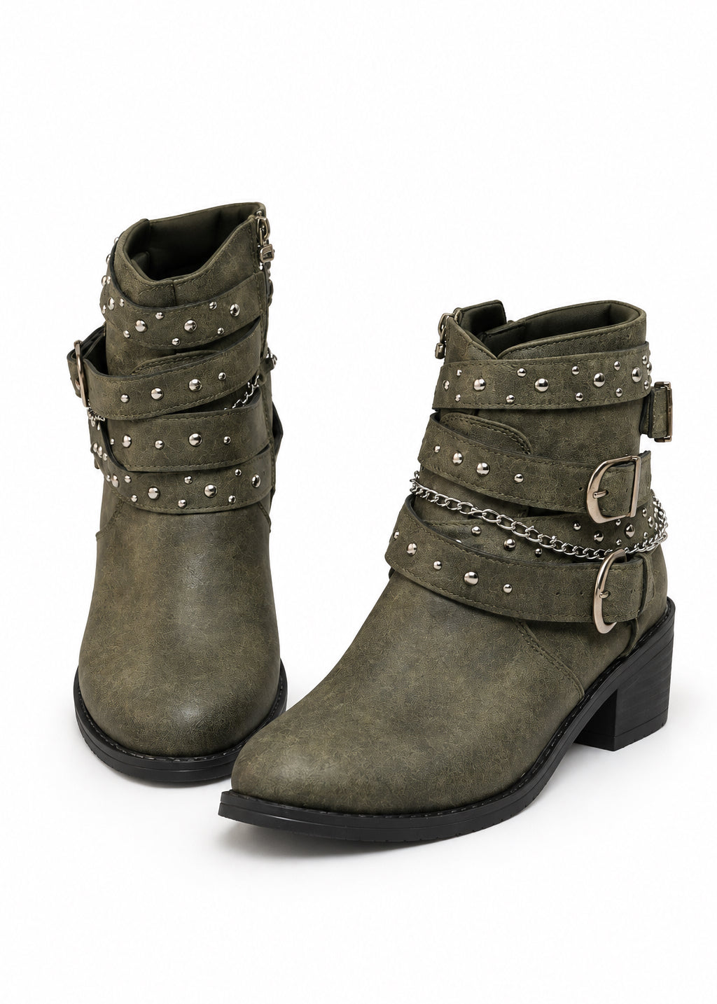 Punk Rivet Pointed Mid-Calf Boots