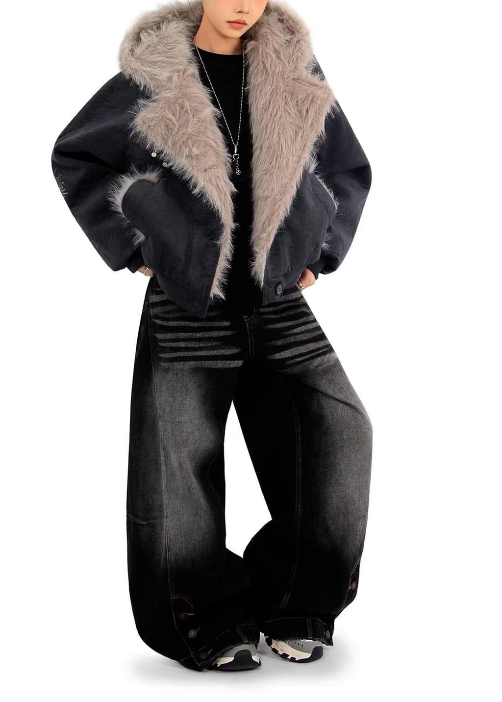 Oversized Faux Fur Hooded Winter Jacket