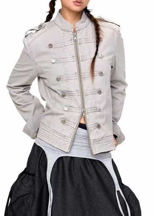 Vintage Military Black Parade Frogged Cotton Jacket