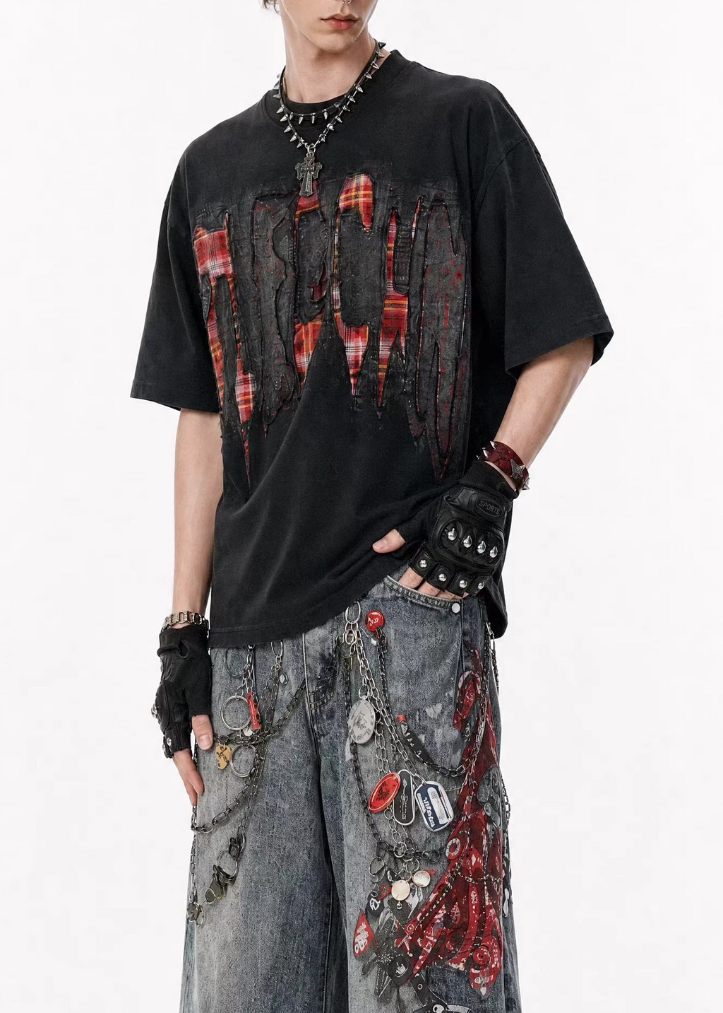 Cyberpunk Patchwork Graphic T-Shirt