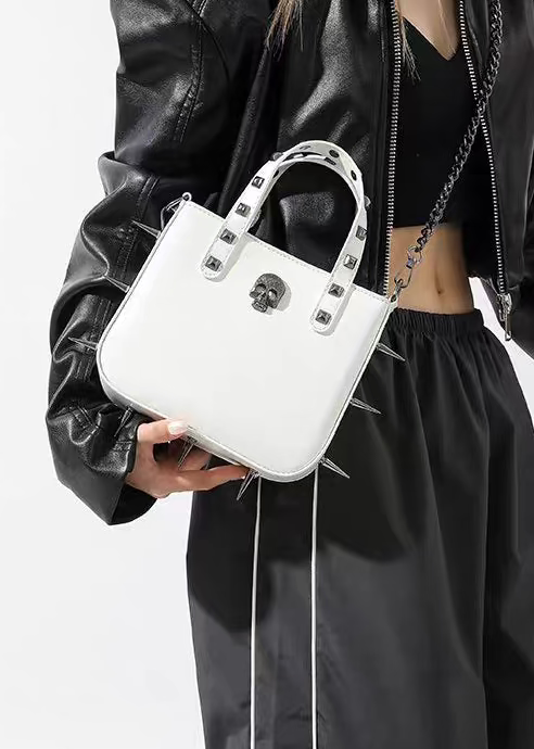 Gothic Skull & Cross Studded Crossbody Handbag
