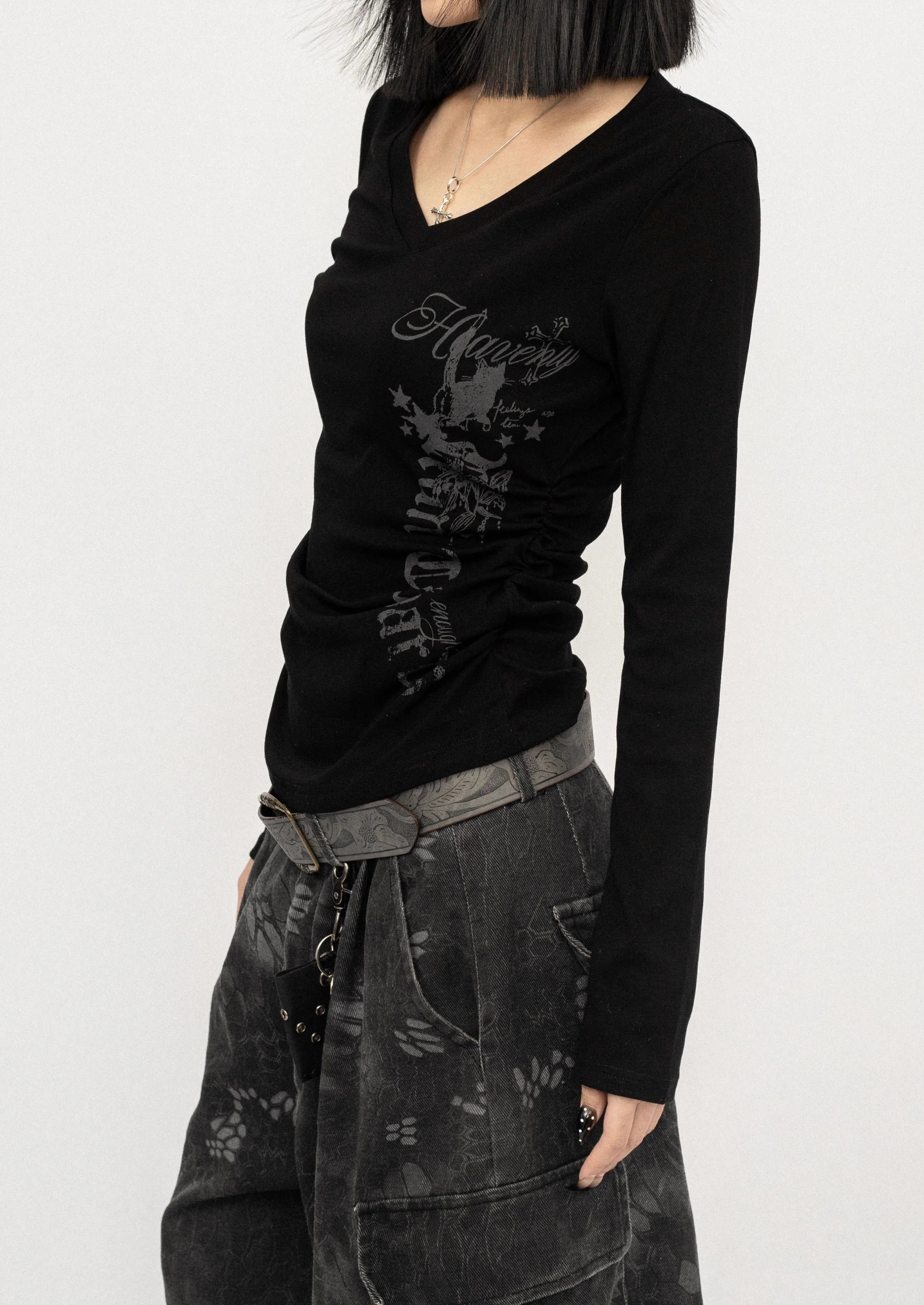 Harajuku Graphic Printed Long Sleeve Tee
