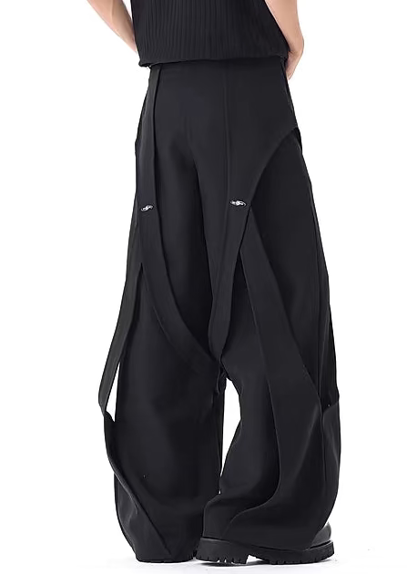 Retro Deconstructed Patchwork Wide-Leg Trousers