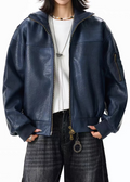 Vintage Matte PU Leather Zip Jacket