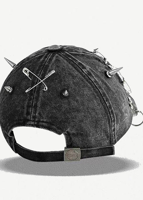 Distressed Pierced Rivet Y2K Baseball Cap