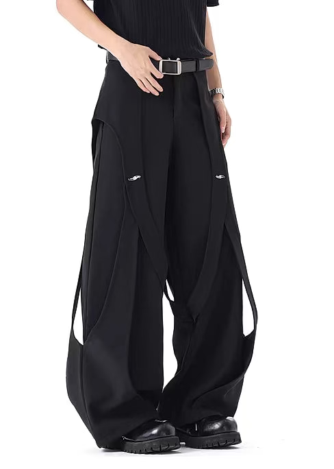 Retro Deconstructed Patchwork Wide-Leg Trousers