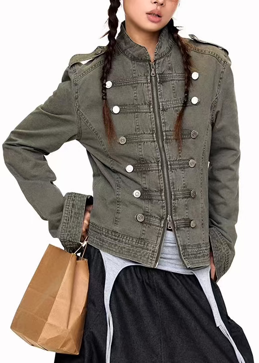 Vintage Military Black Parade Frogged Cotton Jacket