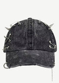 Distressed Pierced Rivet Y2K Baseball Cap