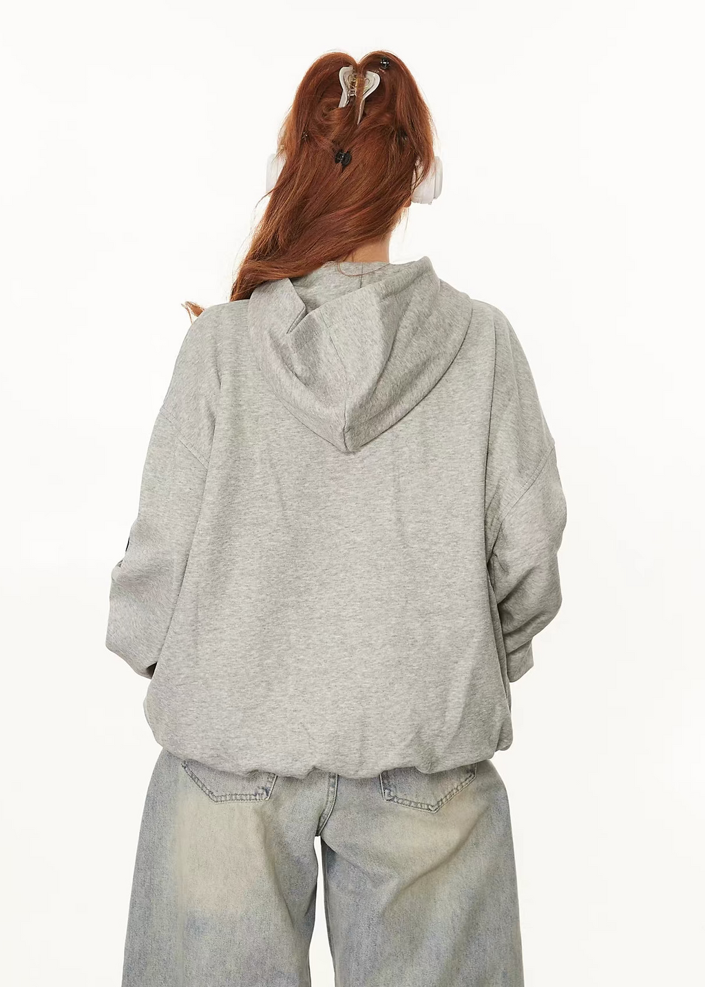 Distressed Letter Patchwork Zip-Up Hoodie