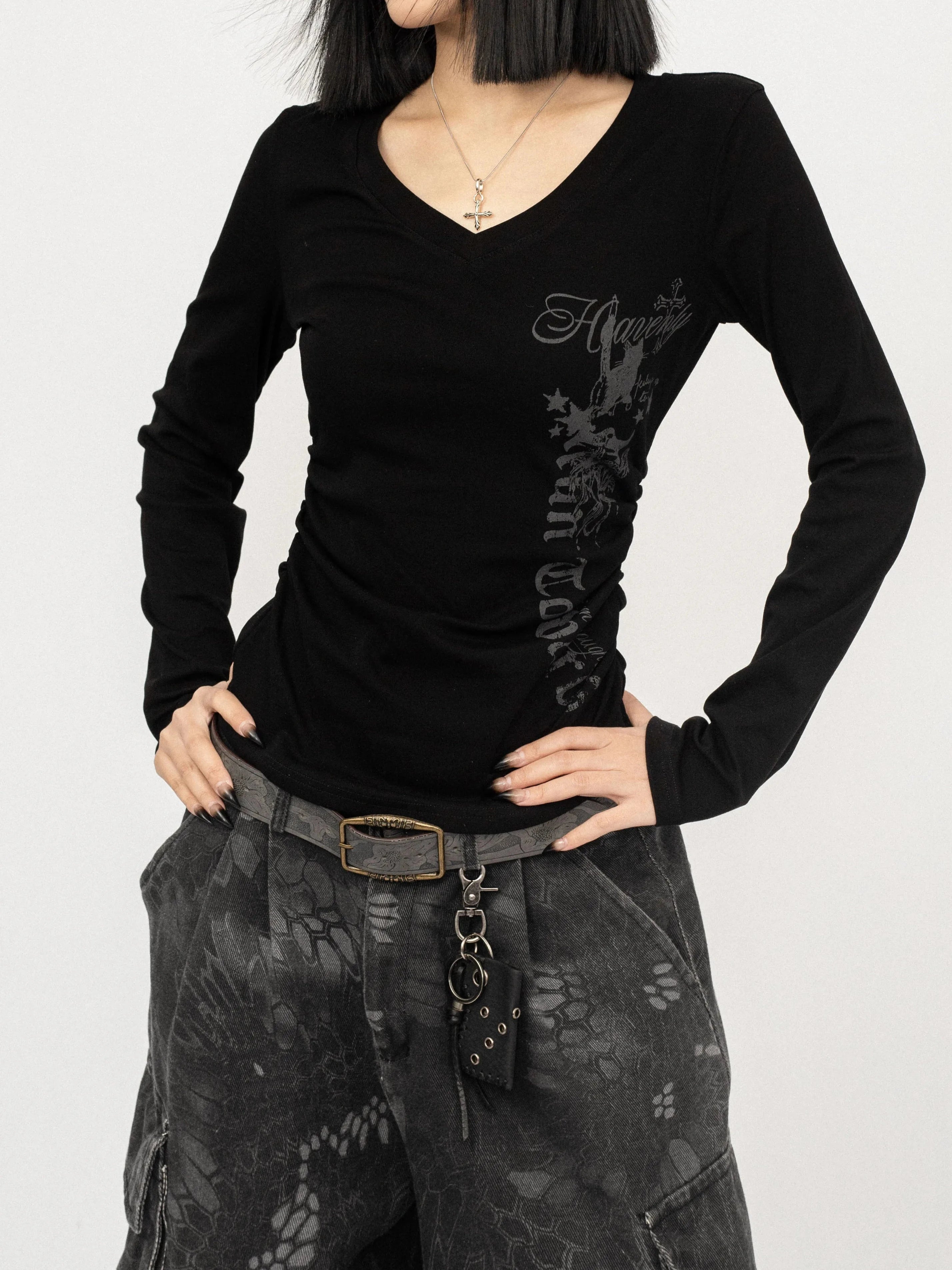 Harajuku Graphic Printed Long Sleeve Tee