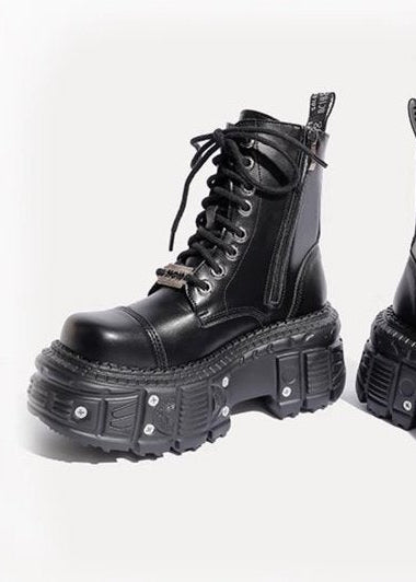 Heavy-Duty Gothic Platform Leather Boots