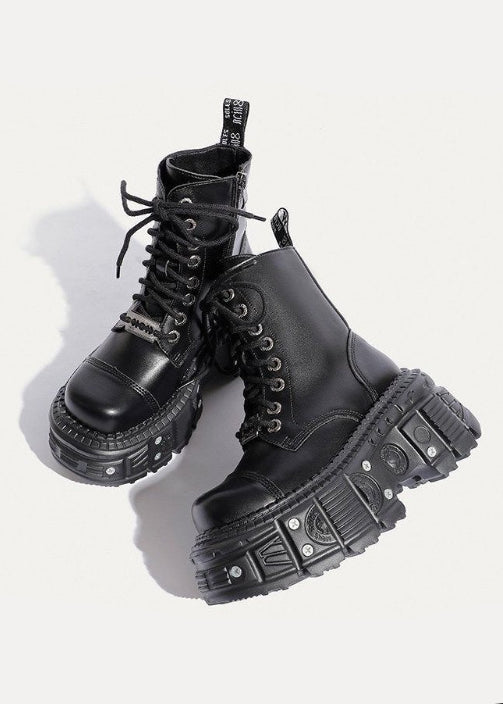 Heavy-Duty Gothic Platform Leather Boots
