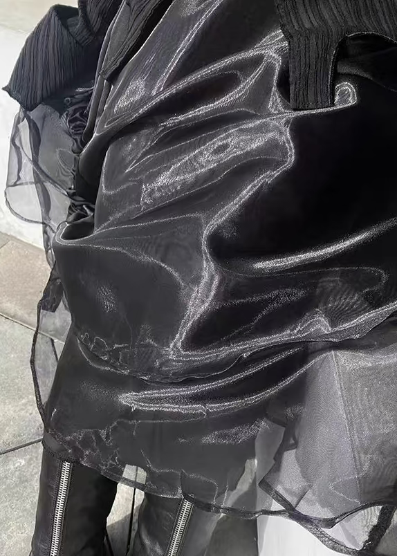 Авангардна спідниця міді з тональною вишивкою (Yamamoto Aesthetic)