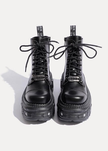 Heavy-Duty Gothic Platform Leather Boots