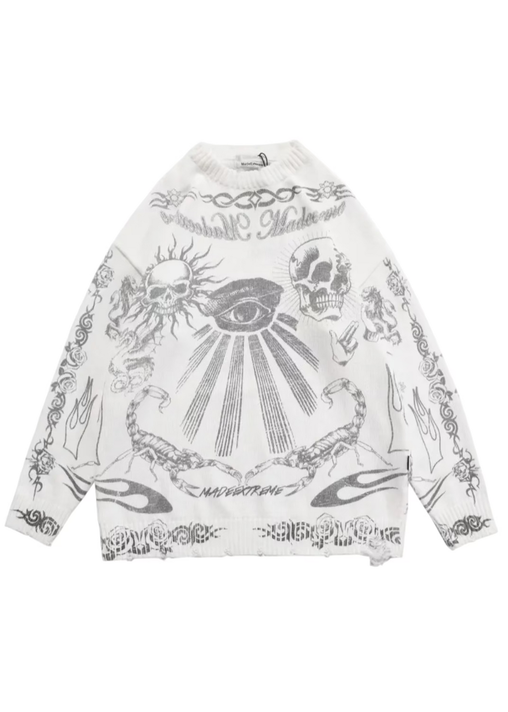 Y2K Skull & Dark Flames Knitted Sweater