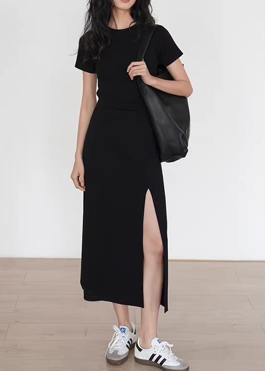Gothic Split Front Mid-Length Dress