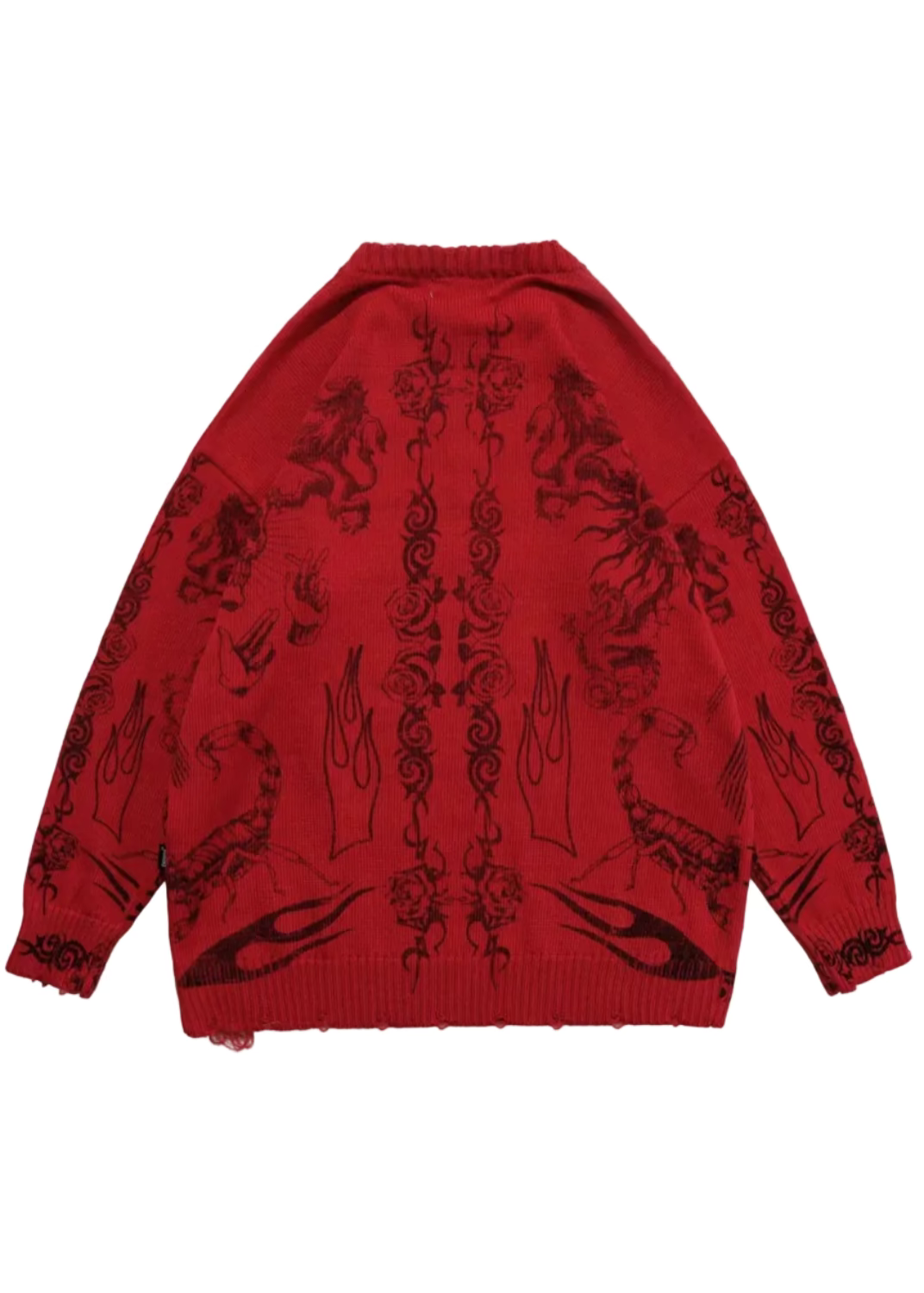 Y2K Skull & Dark Flames Knitted Sweater