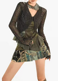 Forest Hex Open-Knit Cropped Cardigan