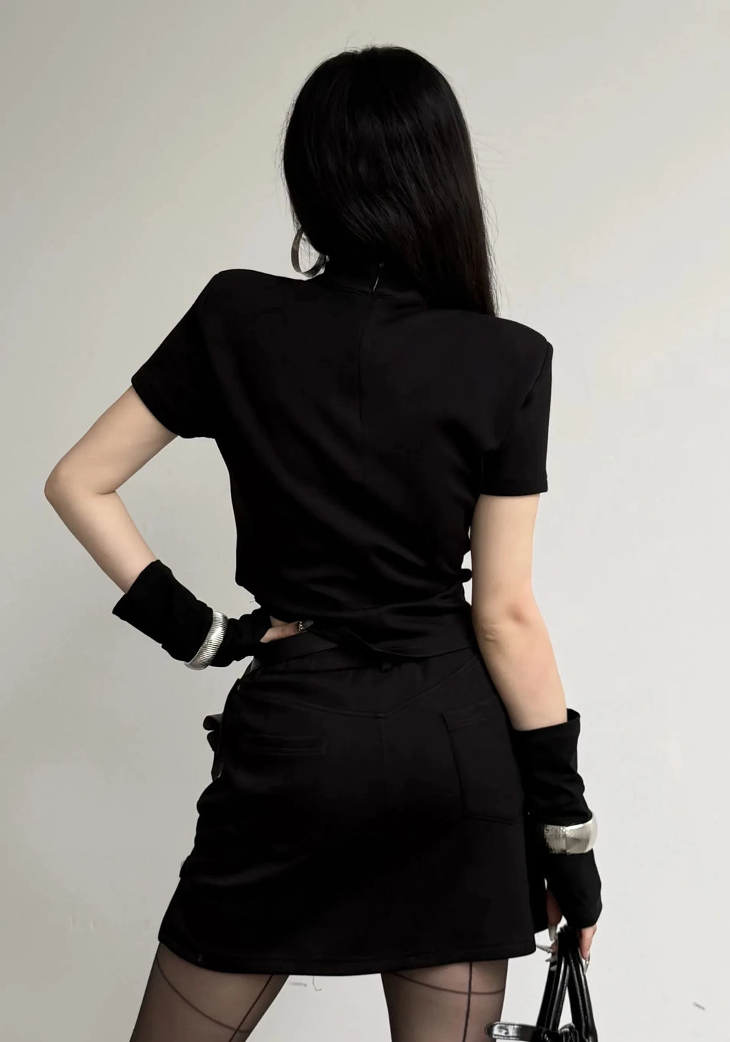 Black Gothic Two-Piece Crop Top & Skirt Set