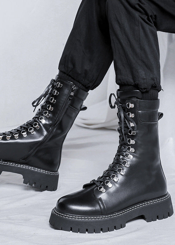 British High-Top Leather Combat Boots