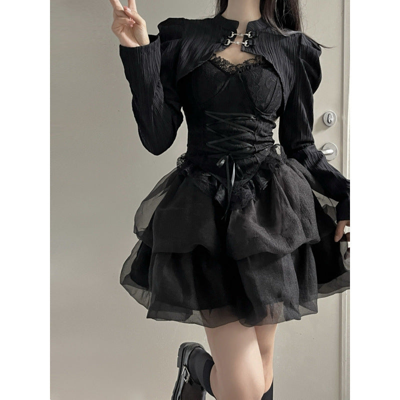 Whimsigoth Balletcore Mesh Tutu Layered Set