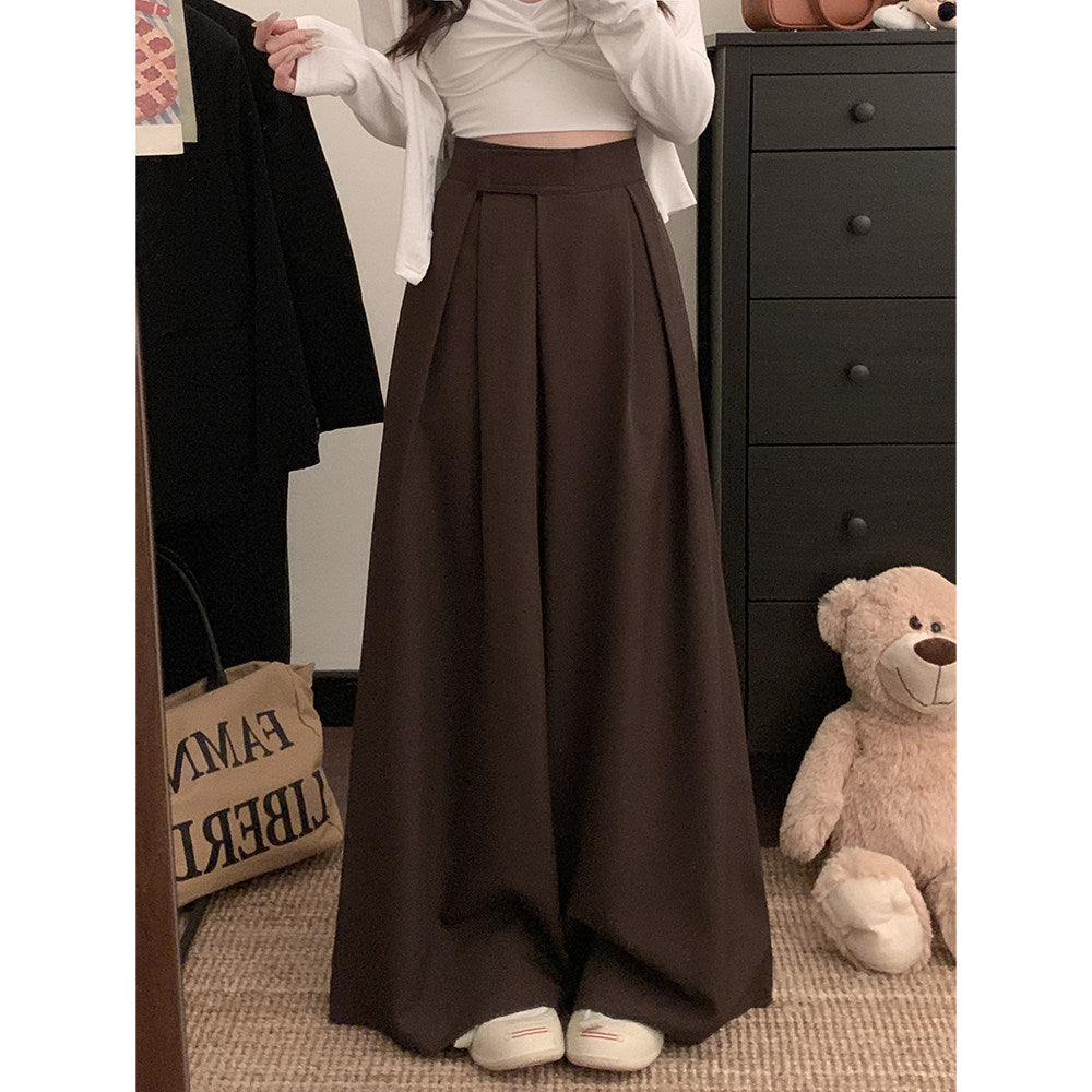 Draped Ultra-Wide Pleated Palazzo Trousers