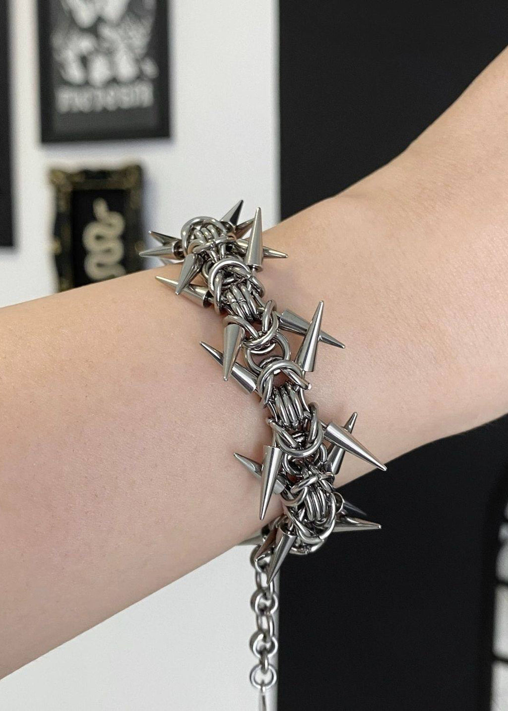 Cyberpunk Barbed Chainmail Spike Bracelet