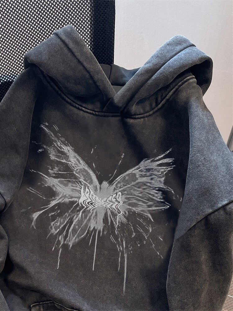Phantom Butterfly Washed Oversized Hoodie