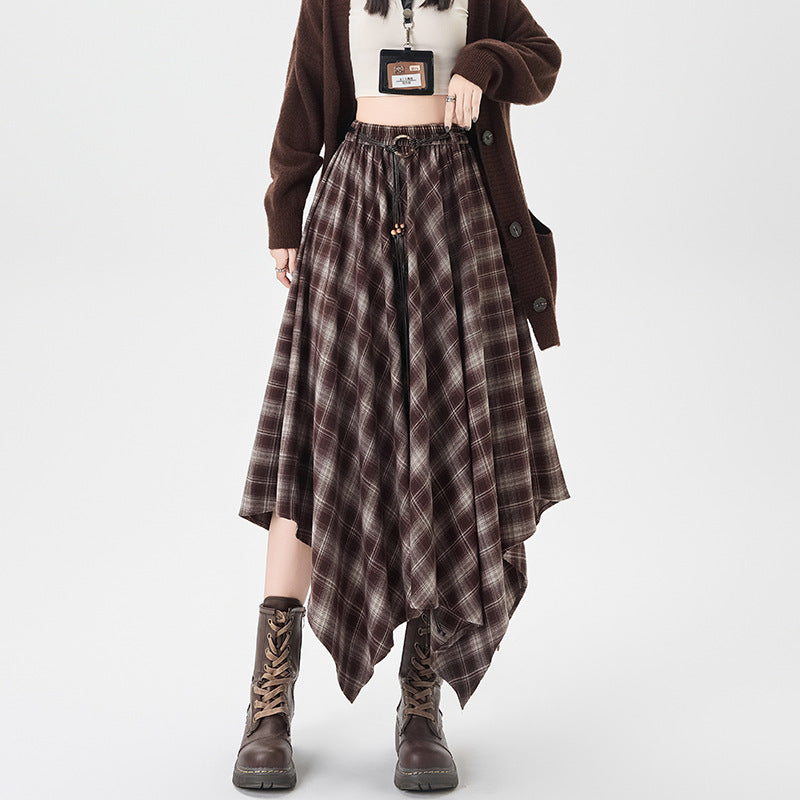 Asymmetrischer karierter Grunge-Midirock