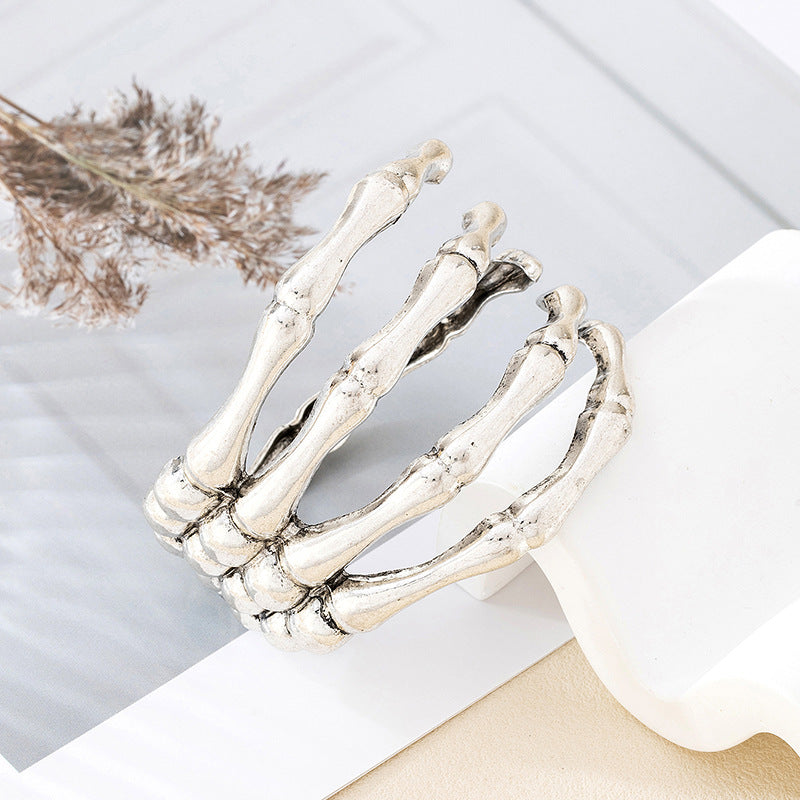 Antique Gothic Skeleton Hand Cuff Bracelet