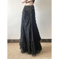Whimsigoth Lace Patchwork A-Line Maxi Skirt