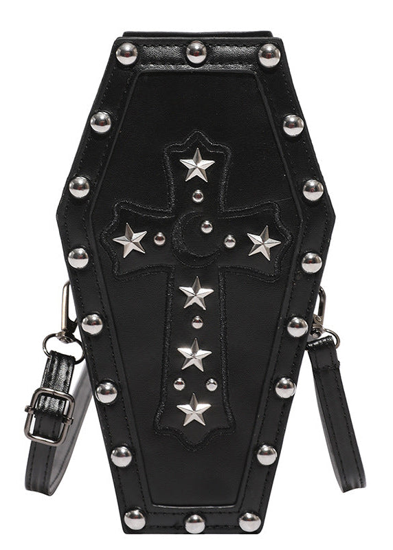Gothic Coffin Cross & Skull Crossbody Sling Bag