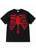 Red Skeleton Ribcage Dark Gothic T-Shirt