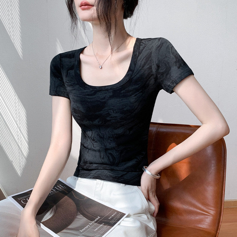Vintage Tie-Dye Slim Knit Top