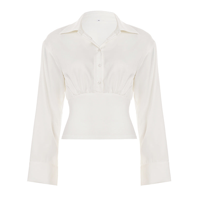Retro Ribbed Polo Long Sleeve Top
