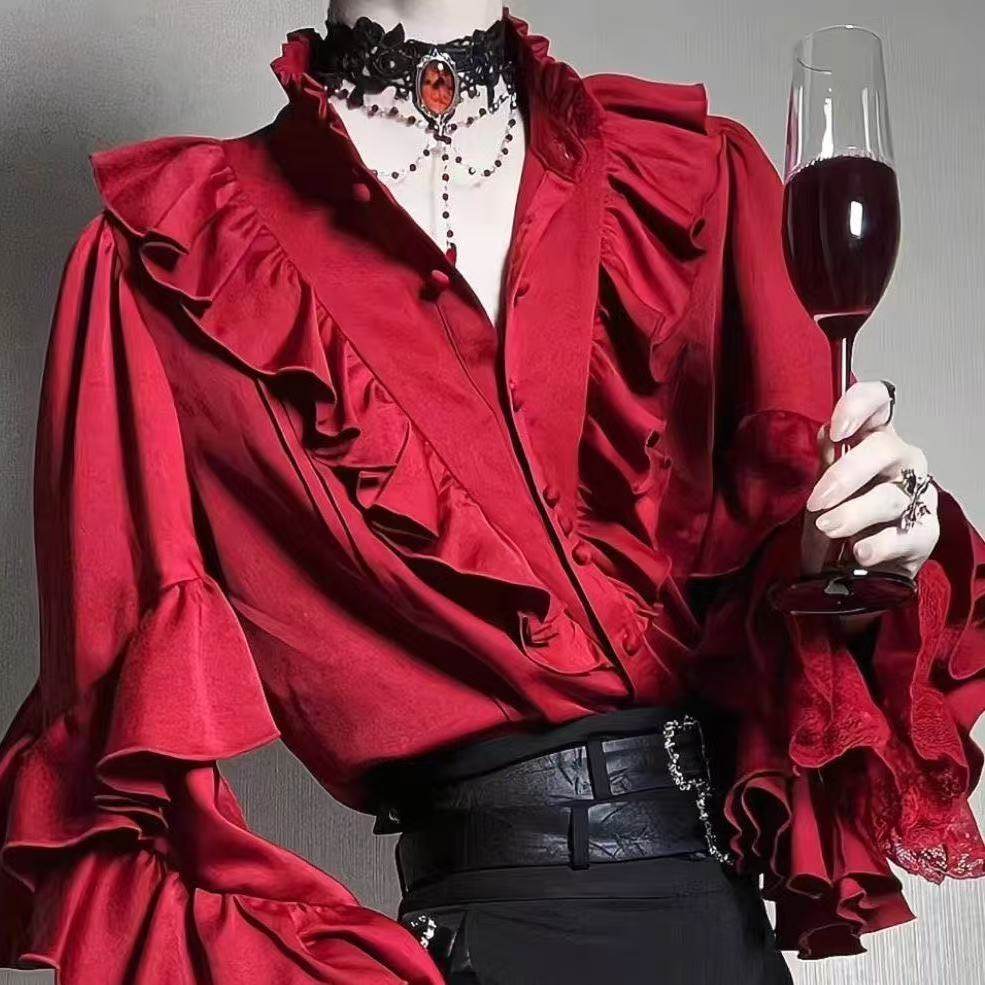 Crimson Vampire Ruffled Aristocrat Blouse