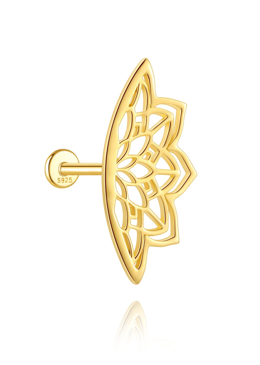 S925 Sterling Silver Lotus Zircon Piercing Stud
