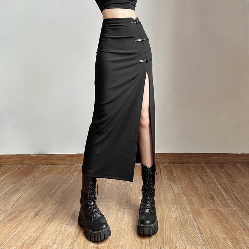 Neo-Oriental Low-Rise Ruched Midi Skirt