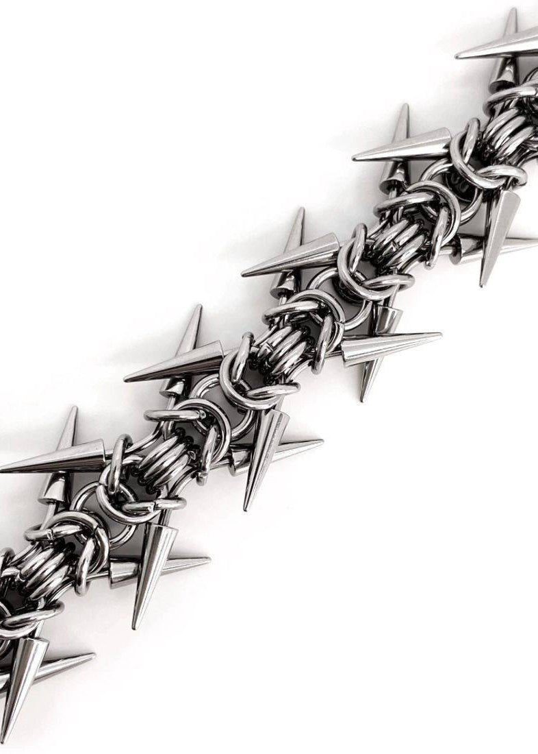 Cyberpunk Barbed Chainmail Spike Bracelet
