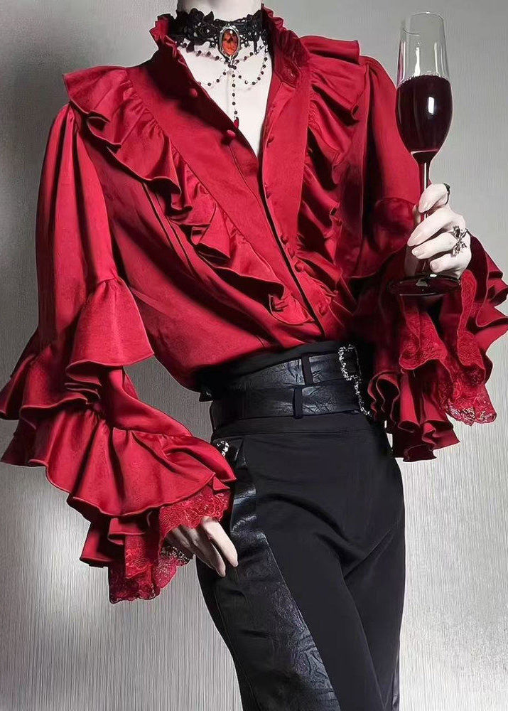 Crimson Vampire Ruffled Aristocrat Blouse